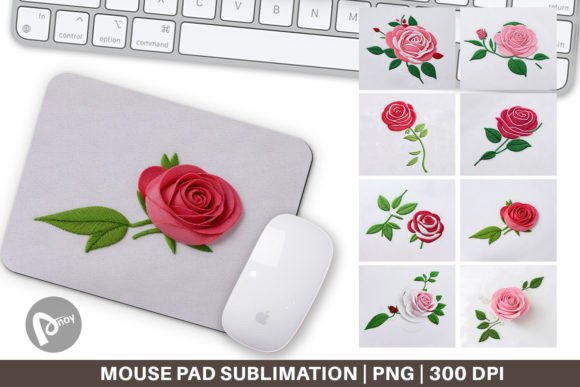 Mouse Pad Rose Embroidery for Apparel Design